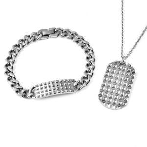 mens dog tag and bracelet stainless steel